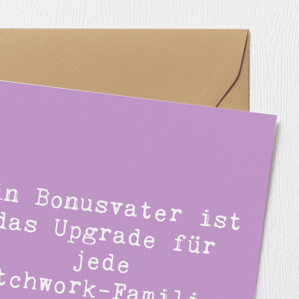 Deluxe Karte Spruch Bonusvater Upgrade Karte, Grußkarte, Klappkarte, Einladungskarte, Glückwunschkarte, Hochzeitskarte, Geburtstagskarte, Hochwertige Grußkarte, Hochwertige Klappkarte, Familie, Vatertag, Muttertag, Bruder, Schwester, Mama, Papa, Oma, Opa