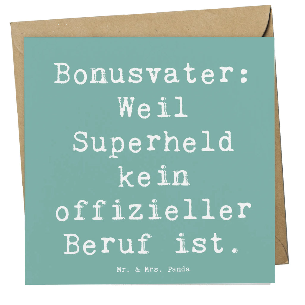 Deluxe Karte Spruch Bonusvater Superheld Karte, Grußkarte, Klappkarte, Einladungskarte, Glückwunschkarte, Hochzeitskarte, Geburtstagskarte, Hochwertige Grußkarte, Hochwertige Klappkarte, Familie, Vatertag, Muttertag, Bruder, Schwester, Mama, Papa, Oma, Opa