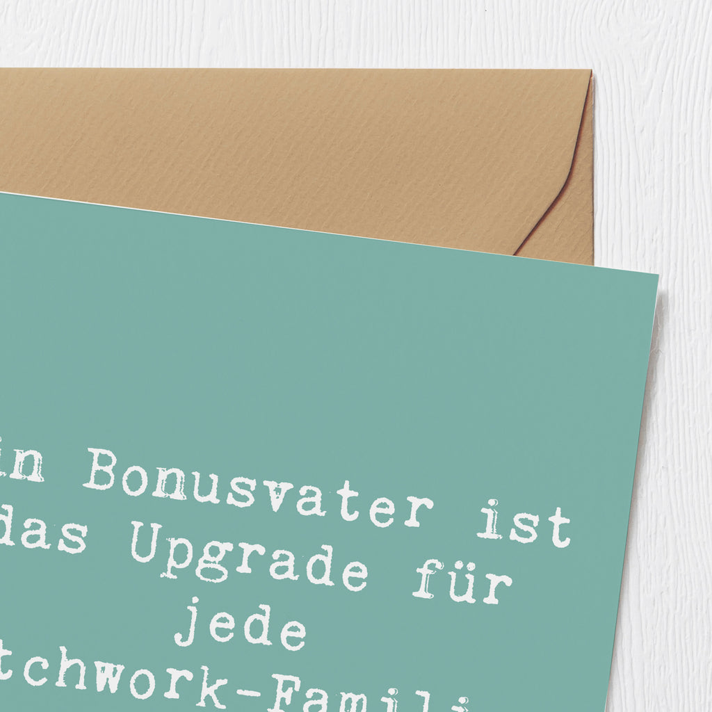 Deluxe Karte Spruch Bonusvater Upgrade Karte, Grußkarte, Klappkarte, Einladungskarte, Glückwunschkarte, Hochzeitskarte, Geburtstagskarte, Hochwertige Grußkarte, Hochwertige Klappkarte, Familie, Vatertag, Muttertag, Bruder, Schwester, Mama, Papa, Oma, Opa