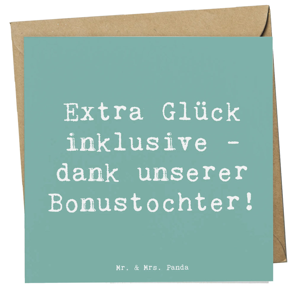 Deluxe Karte Spruch Bonustochter Glück Karte, Grußkarte, Klappkarte, Einladungskarte, Glückwunschkarte, Hochzeitskarte, Geburtstagskarte, Hochwertige Grußkarte, Hochwertige Klappkarte, Familie, Vatertag, Muttertag, Bruder, Schwester, Mama, Papa, Oma, Opa