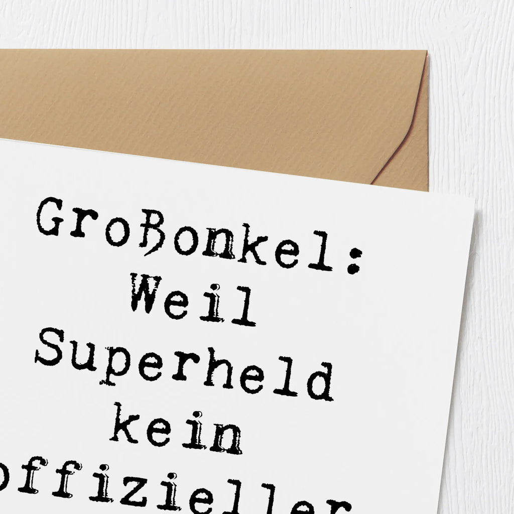 Deluxe Karte Spruch Großonkel Superheld Karte, Grußkarte, Klappkarte, Einladungskarte, Glückwunschkarte, Hochzeitskarte, Geburtstagskarte, Hochwertige Grußkarte, Hochwertige Klappkarte, Familie, Vatertag, Muttertag, Bruder, Schwester, Mama, Papa, Oma, Opa