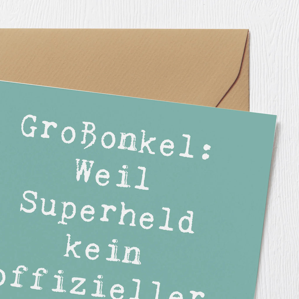 Deluxe Karte Spruch Großonkel Superheld Karte, Grußkarte, Klappkarte, Einladungskarte, Glückwunschkarte, Hochzeitskarte, Geburtstagskarte, Hochwertige Grußkarte, Hochwertige Klappkarte, Familie, Vatertag, Muttertag, Bruder, Schwester, Mama, Papa, Oma, Opa