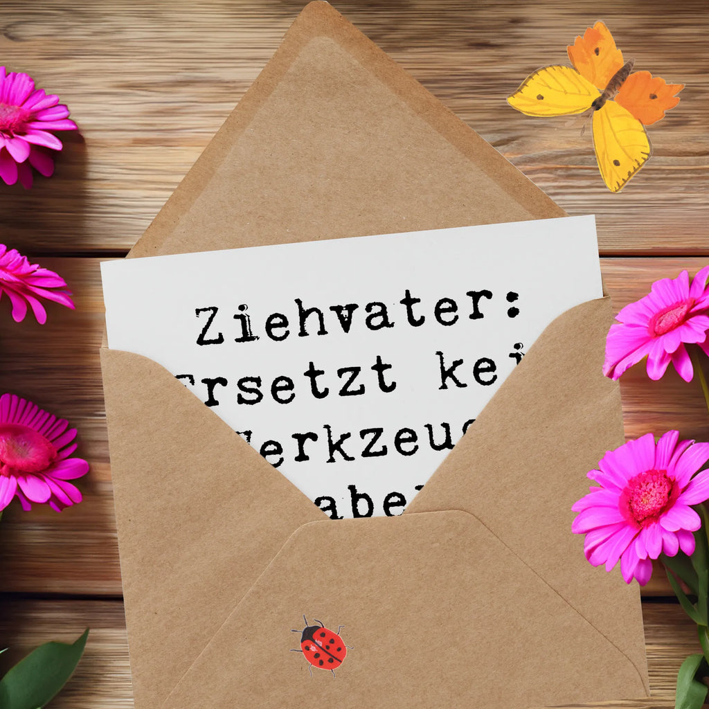 Deluxe Karte Spruch Ziehvater Herzreparatur Karte, Grußkarte, Klappkarte, Einladungskarte, Glückwunschkarte, Hochzeitskarte, Geburtstagskarte, Hochwertige Grußkarte, Hochwertige Klappkarte, Familie, Vatertag, Muttertag, Bruder, Schwester, Mama, Papa, Oma, Opa