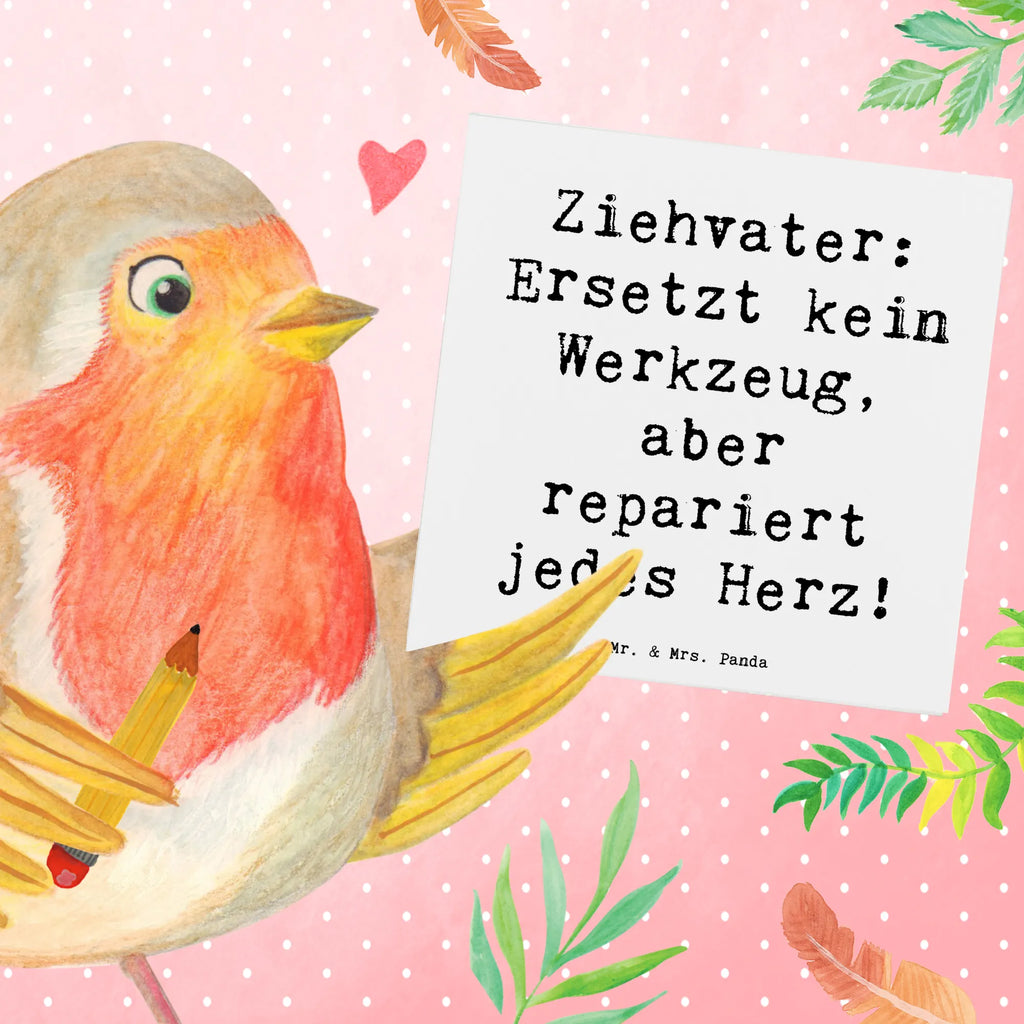 Deluxe Karte Spruch Ziehvater Herzreparatur Karte, Grußkarte, Klappkarte, Einladungskarte, Glückwunschkarte, Hochzeitskarte, Geburtstagskarte, Hochwertige Grußkarte, Hochwertige Klappkarte, Familie, Vatertag, Muttertag, Bruder, Schwester, Mama, Papa, Oma, Opa