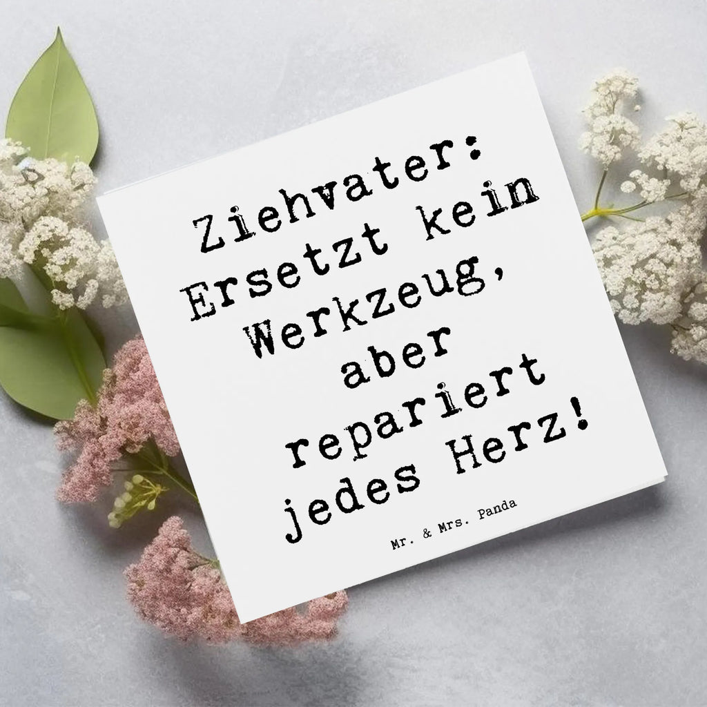 Deluxe Karte Spruch Ziehvater Herzreparatur Karte, Grußkarte, Klappkarte, Einladungskarte, Glückwunschkarte, Hochzeitskarte, Geburtstagskarte, Hochwertige Grußkarte, Hochwertige Klappkarte, Familie, Vatertag, Muttertag, Bruder, Schwester, Mama, Papa, Oma, Opa