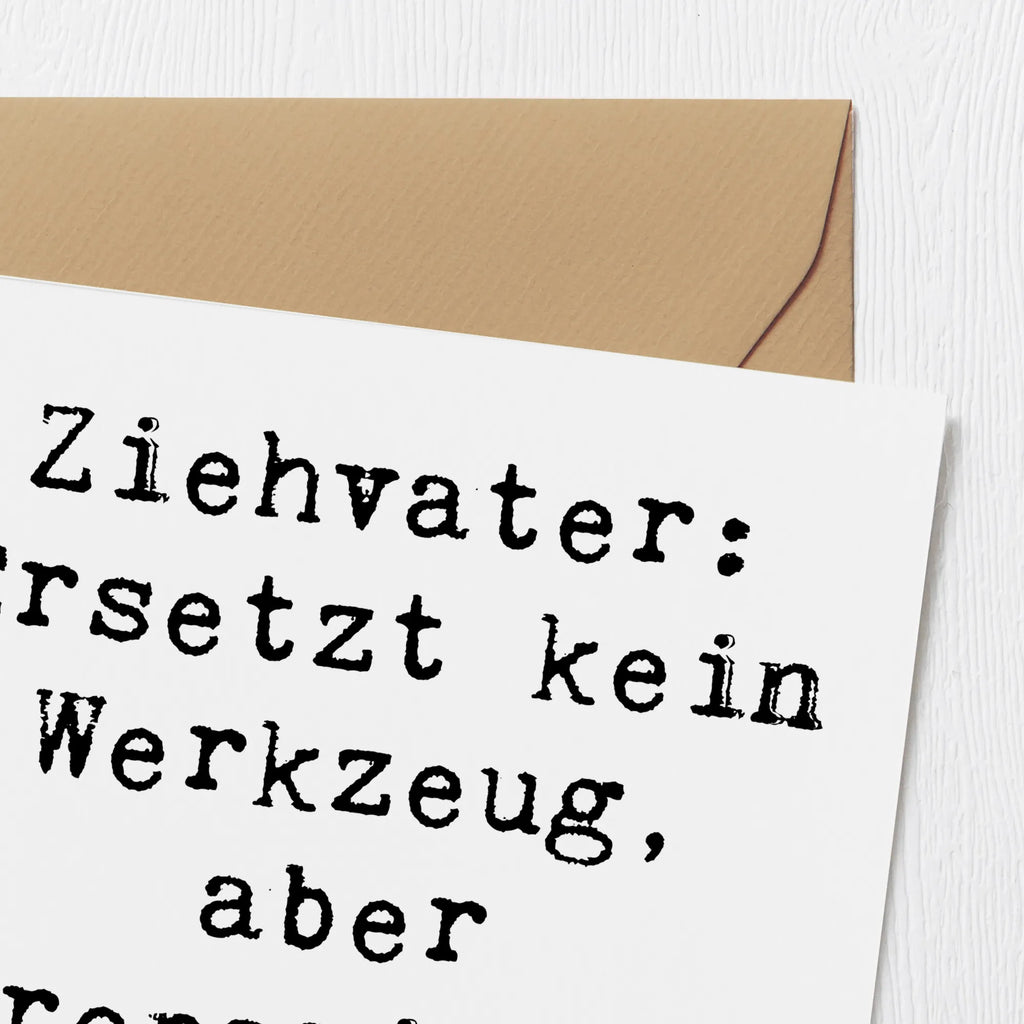 Deluxe Karte Spruch Ziehvater Herzreparatur Karte, Grußkarte, Klappkarte, Einladungskarte, Glückwunschkarte, Hochzeitskarte, Geburtstagskarte, Hochwertige Grußkarte, Hochwertige Klappkarte, Familie, Vatertag, Muttertag, Bruder, Schwester, Mama, Papa, Oma, Opa