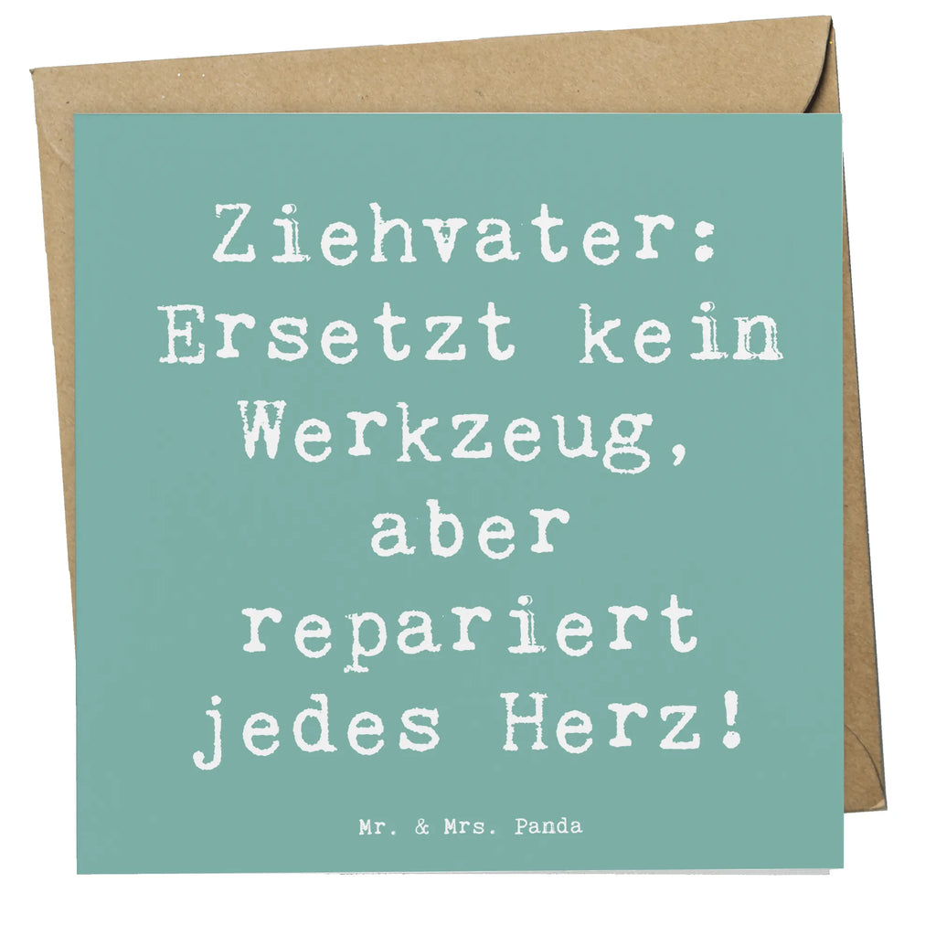 Deluxe Karte Spruch Ziehvater Herzreparatur Karte, Grußkarte, Klappkarte, Einladungskarte, Glückwunschkarte, Hochzeitskarte, Geburtstagskarte, Hochwertige Grußkarte, Hochwertige Klappkarte, Familie, Vatertag, Muttertag, Bruder, Schwester, Mama, Papa, Oma, Opa