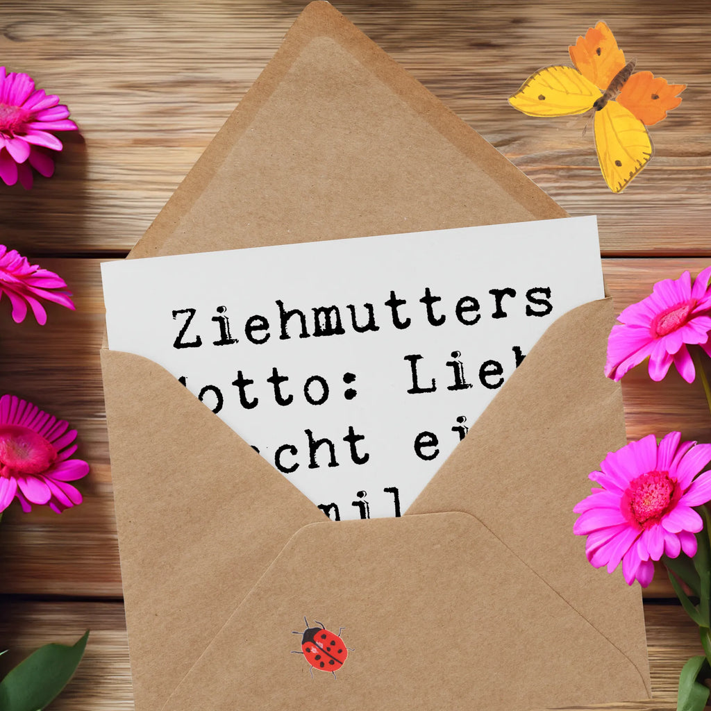 Deluxe Karte Spruch Ziehmutter Liebe Karte, Grußkarte, Klappkarte, Einladungskarte, Glückwunschkarte, Hochzeitskarte, Geburtstagskarte, Hochwertige Grußkarte, Hochwertige Klappkarte, Familie, Vatertag, Muttertag, Bruder, Schwester, Mama, Papa, Oma, Opa