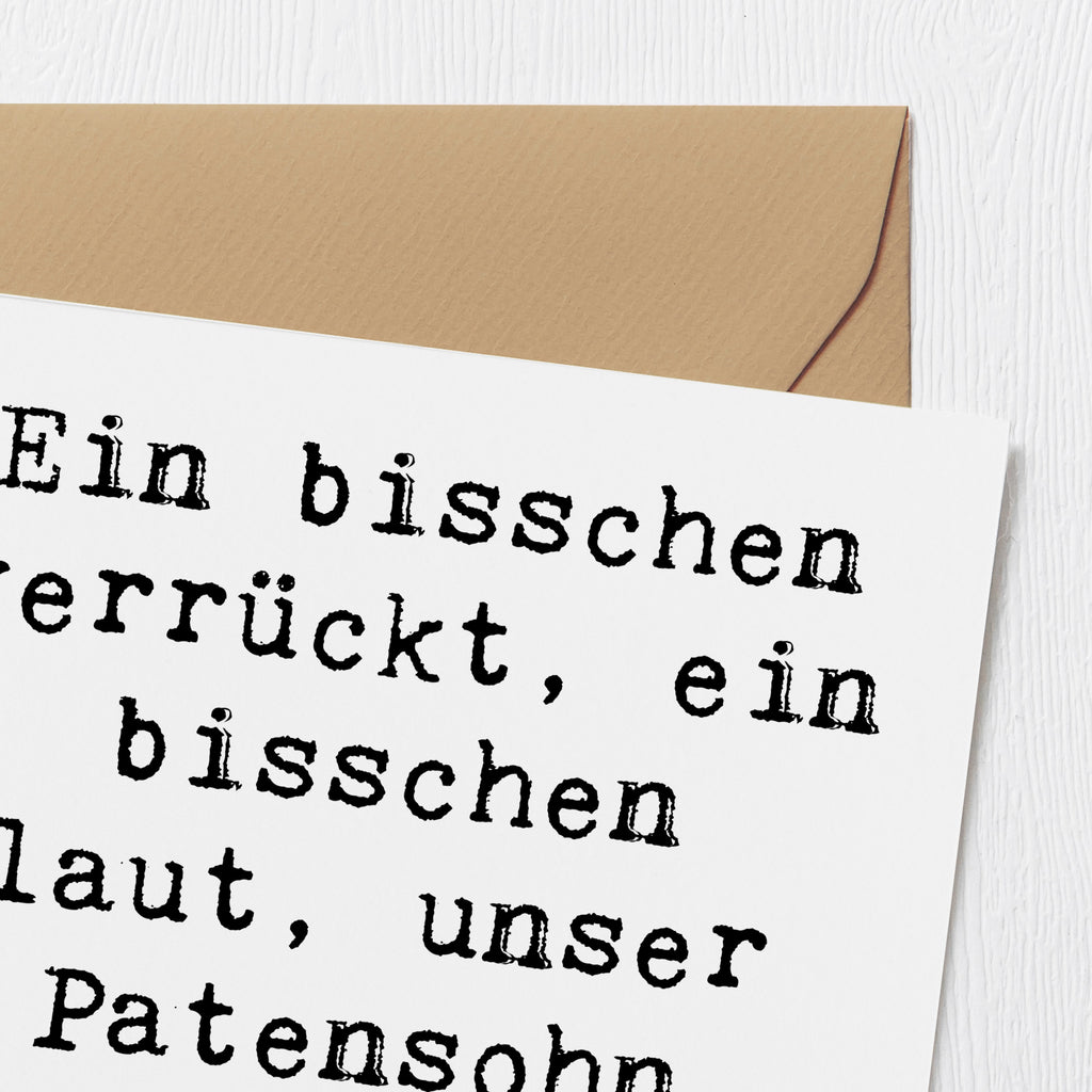 Deluxe Karte Spruch Stolzer Patensohn Karte, Grußkarte, Klappkarte, Einladungskarte, Glückwunschkarte, Hochzeitskarte, Geburtstagskarte, Hochwertige Grußkarte, Hochwertige Klappkarte, Familie, Vatertag, Muttertag, Bruder, Schwester, Mama, Papa, Oma, Opa