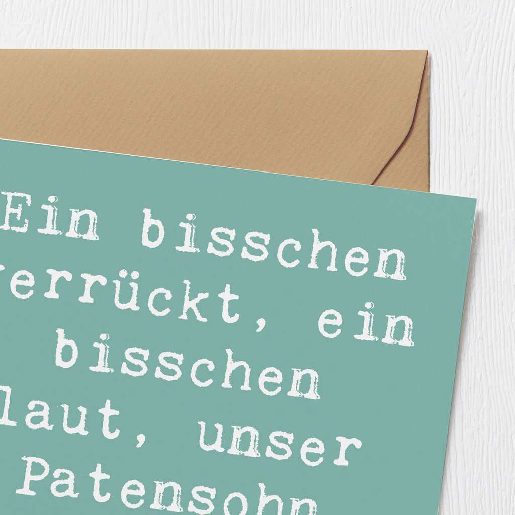 Deluxe Karte Spruch Stolzer Patensohn Karte, Grußkarte, Klappkarte, Einladungskarte, Glückwunschkarte, Hochzeitskarte, Geburtstagskarte, Hochwertige Grußkarte, Hochwertige Klappkarte, Familie, Vatertag, Muttertag, Bruder, Schwester, Mama, Papa, Oma, Opa