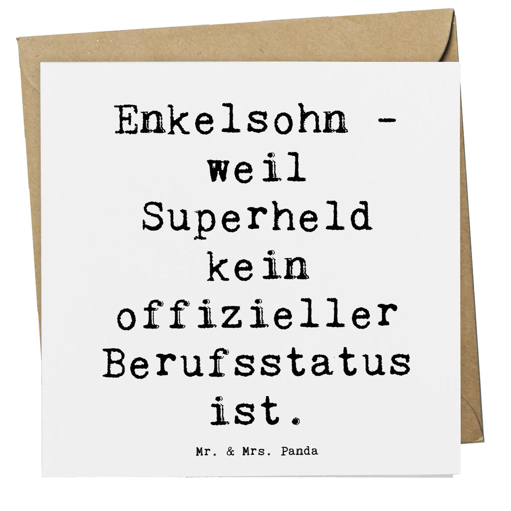 Deluxe Card Saying Enkelsohn - weil Superheld kein offizieller Berufsstatus ist. Karte, Grußkarte, Klappkarte, Einladungskarte, Glückwunschkarte, Hochzeitskarte, Geburtstagskarte, Hochwertige Grußkarte, Hochwertige Klappkarte, Familie, Vatertag, Muttertag, Bruder, Schwester, Mama, Papa, Oma, Opa