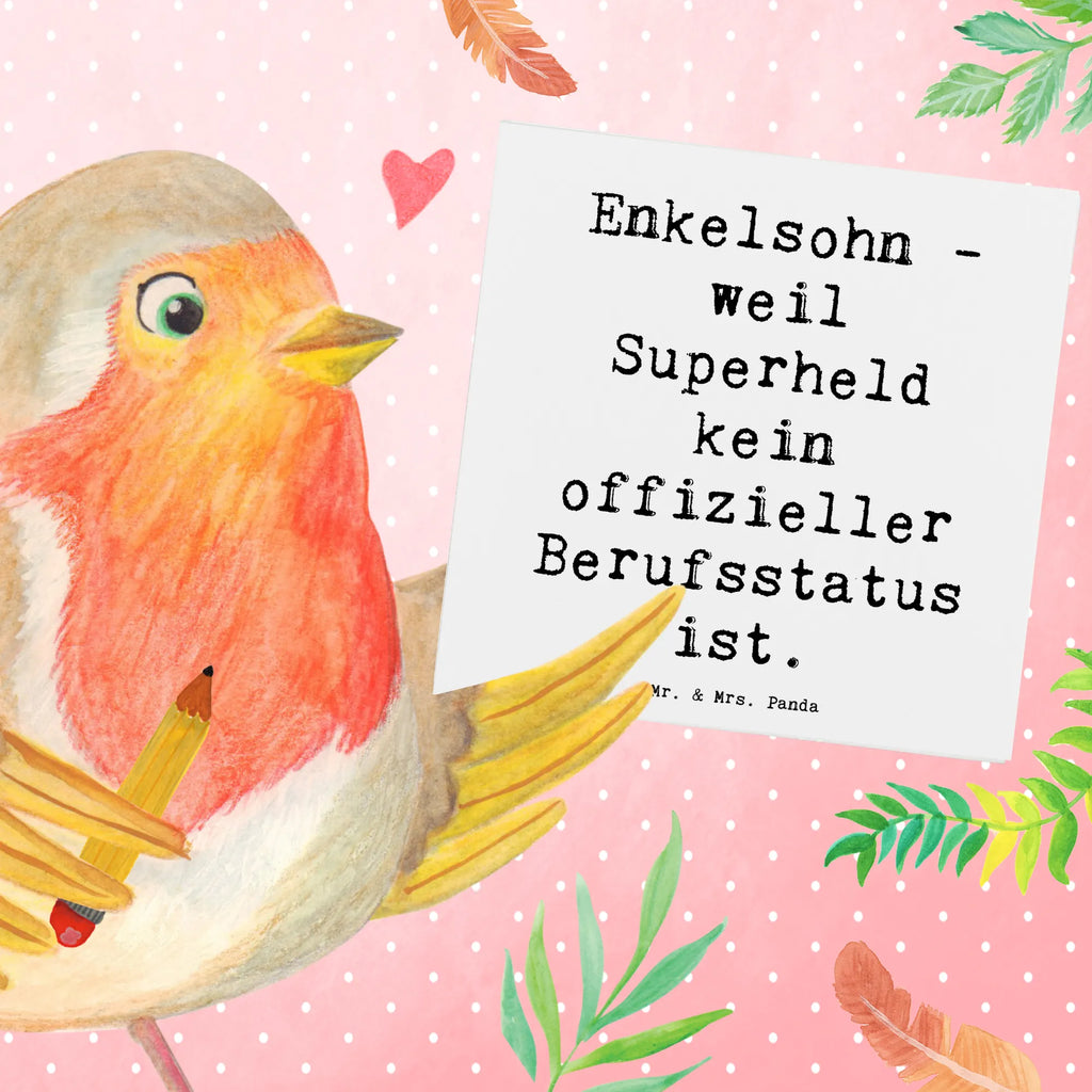 Deluxe Card Saying Enkelsohn - weil Superheld kein offizieller Berufsstatus ist. Karte, Grußkarte, Klappkarte, Einladungskarte, Glückwunschkarte, Hochzeitskarte, Geburtstagskarte, Hochwertige Grußkarte, Hochwertige Klappkarte, Familie, Vatertag, Muttertag, Bruder, Schwester, Mama, Papa, Oma, Opa