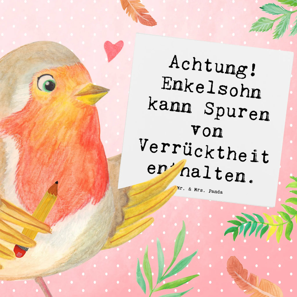 Deluxe Card Saying Achtung! Enkelsohn kann Spuren von Verrücktheit enthalten. Karte, Grußkarte, Klappkarte, Einladungskarte, Glückwunschkarte, Hochzeitskarte, Geburtstagskarte, Hochwertige Grußkarte, Hochwertige Klappkarte, Familie, Vatertag, Muttertag, Bruder, Schwester, Mama, Papa, Oma, Opa
