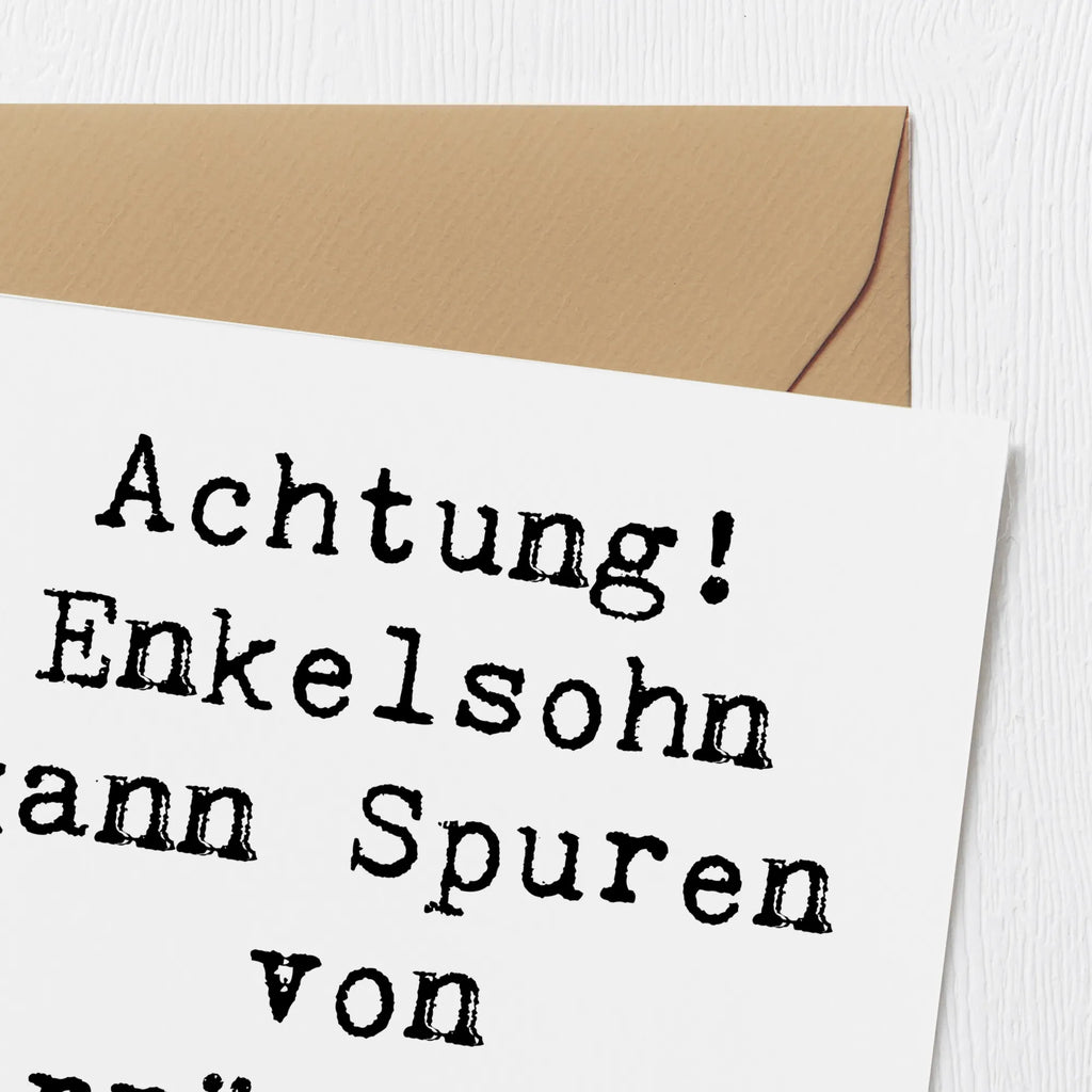 Deluxe Karte Spruch Enkelsohn Verrücktheit Karte, Grußkarte, Klappkarte, Einladungskarte, Glückwunschkarte, Hochzeitskarte, Geburtstagskarte, Hochwertige Grußkarte, Hochwertige Klappkarte, Familie, Vatertag, Muttertag, Bruder, Schwester, Mama, Papa, Oma, Opa