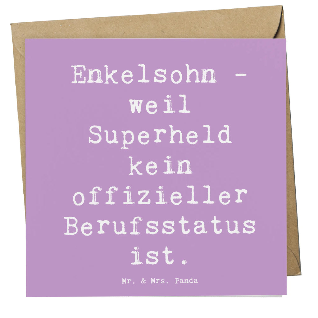 Deluxe Card Saying Enkelsohn - weil Superheld kein offizieller Berufsstatus ist. Karte, Grußkarte, Klappkarte, Einladungskarte, Glückwunschkarte, Hochzeitskarte, Geburtstagskarte, Hochwertige Grußkarte, Hochwertige Klappkarte, Familie, Vatertag, Muttertag, Bruder, Schwester, Mama, Papa, Oma, Opa
