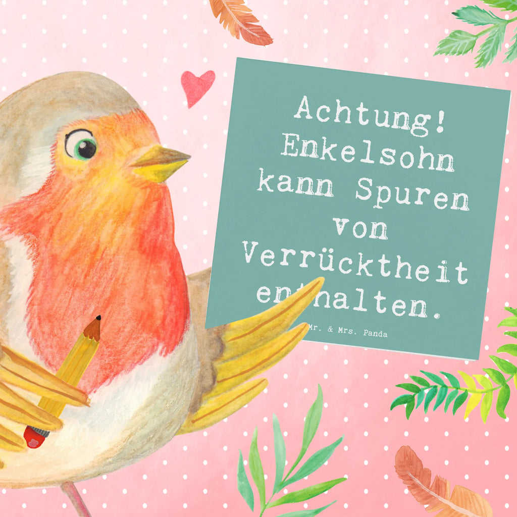 Deluxe Card Saying Achtung! Enkelsohn kann Spuren von Verrücktheit enthalten. Karte, Grußkarte, Klappkarte, Einladungskarte, Glückwunschkarte, Hochzeitskarte, Geburtstagskarte, Hochwertige Grußkarte, Hochwertige Klappkarte, Familie, Vatertag, Muttertag, Bruder, Schwester, Mama, Papa, Oma, Opa