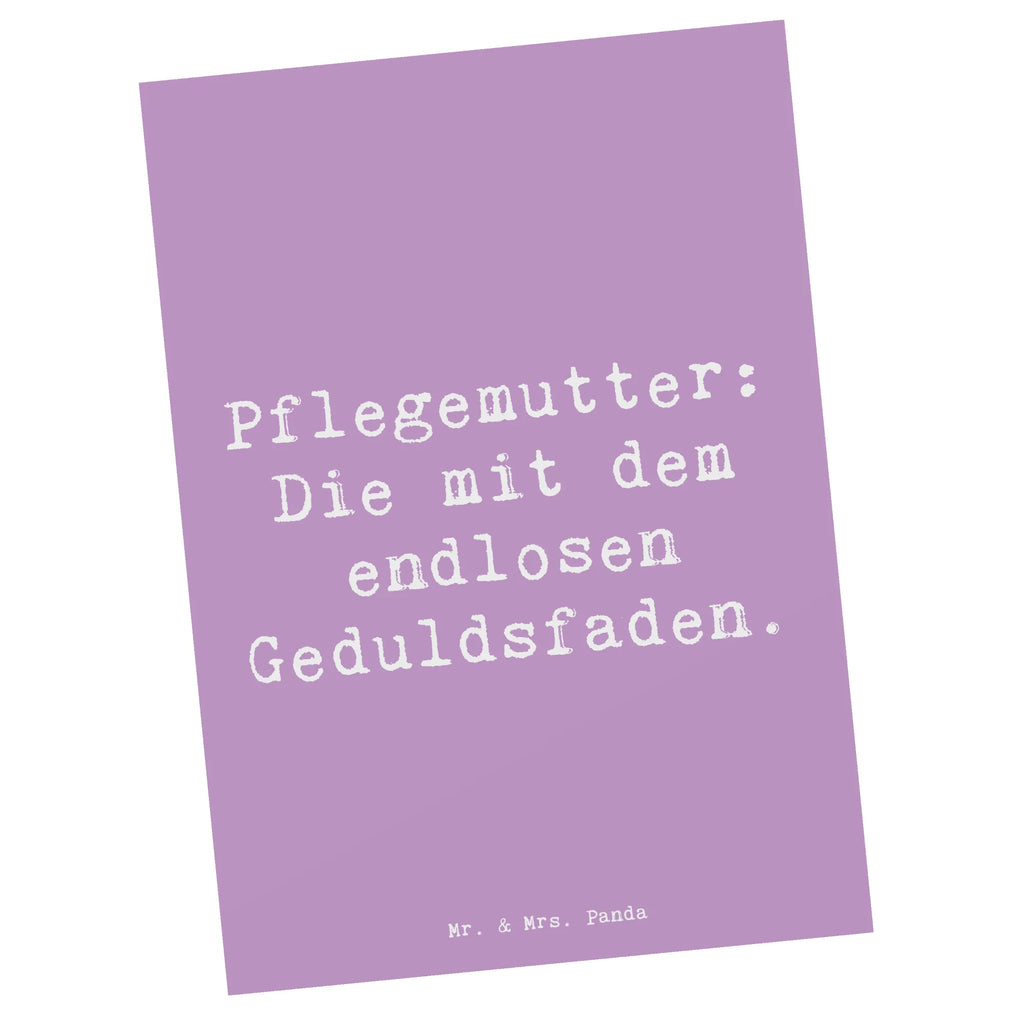 Postkarte Spruch Pflegemutter: Die mit dem endlosen Geduldsfaden. Postkarte, Karte, Geschenkkarte, Grußkarte, Einladung, Ansichtskarte, Geburtstagskarte, Einladungskarte, Dankeskarte, Ansichtskarten, Einladung Geburtstag, Einladungskarten Geburtstag, Familie, Vatertag, Muttertag, Bruder, Schwester, Mama, Papa, Oma, Opa