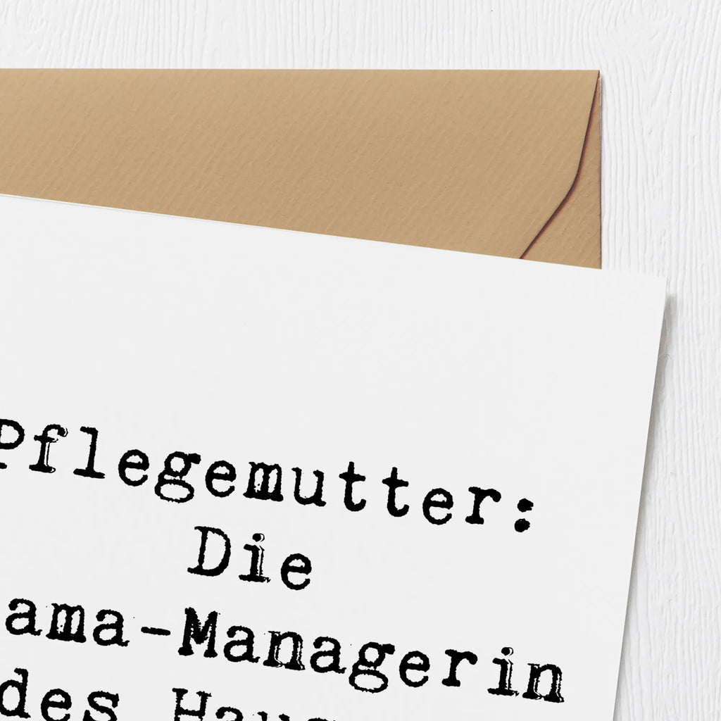 Deluxe Karte Spruch Pflegemutter Managerin Karte, Grußkarte, Klappkarte, Einladungskarte, Glückwunschkarte, Hochzeitskarte, Geburtstagskarte, Hochwertige Grußkarte, Hochwertige Klappkarte, Familie, Vatertag, Muttertag, Bruder, Schwester, Mama, Papa, Oma, Opa