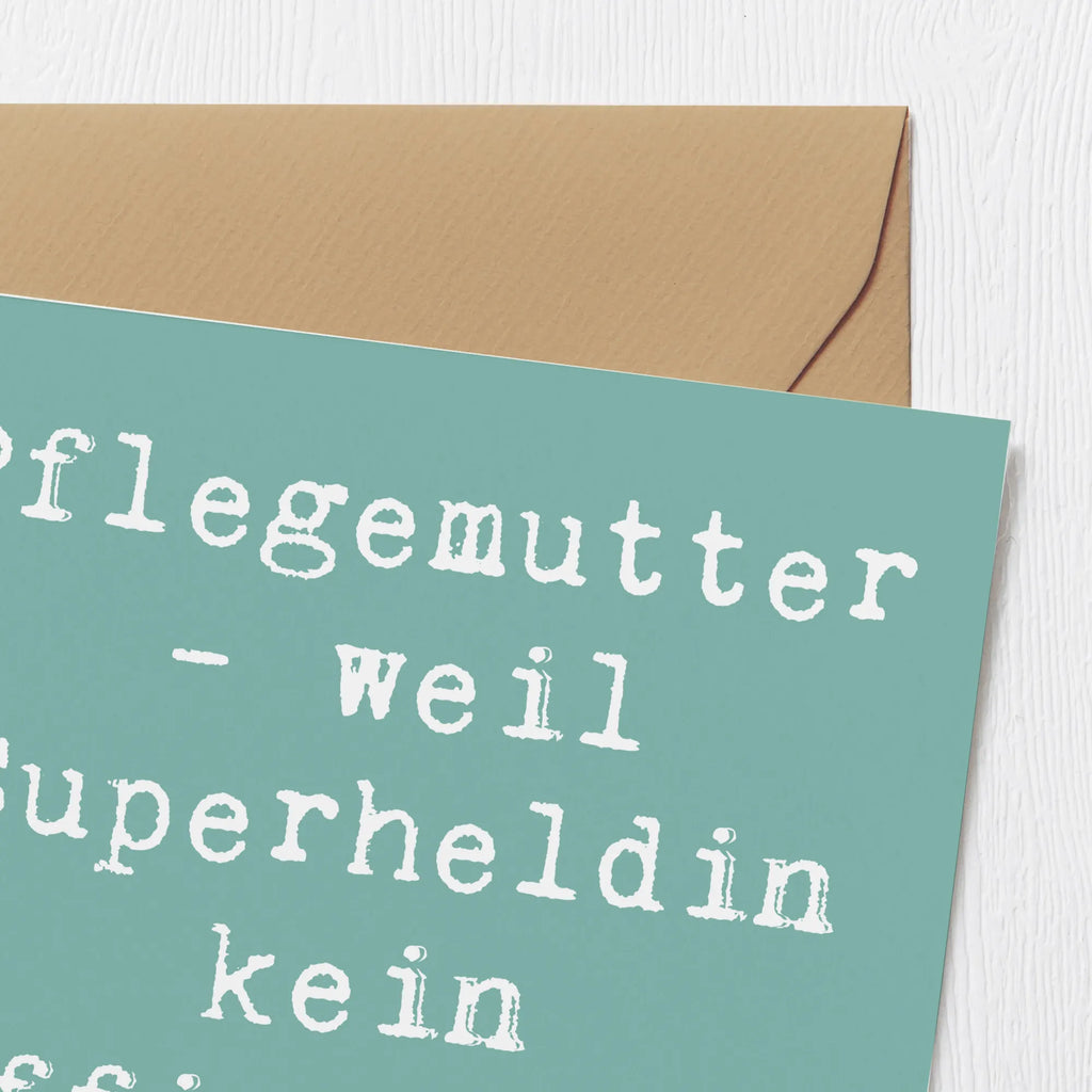 Deluxe Karte Spruch Pflegemutter Superheldin Karte, Grußkarte, Klappkarte, Einladungskarte, Glückwunschkarte, Hochzeitskarte, Geburtstagskarte, Hochwertige Grußkarte, Hochwertige Klappkarte, Familie, Vatertag, Muttertag, Bruder, Schwester, Mama, Papa, Oma, Opa