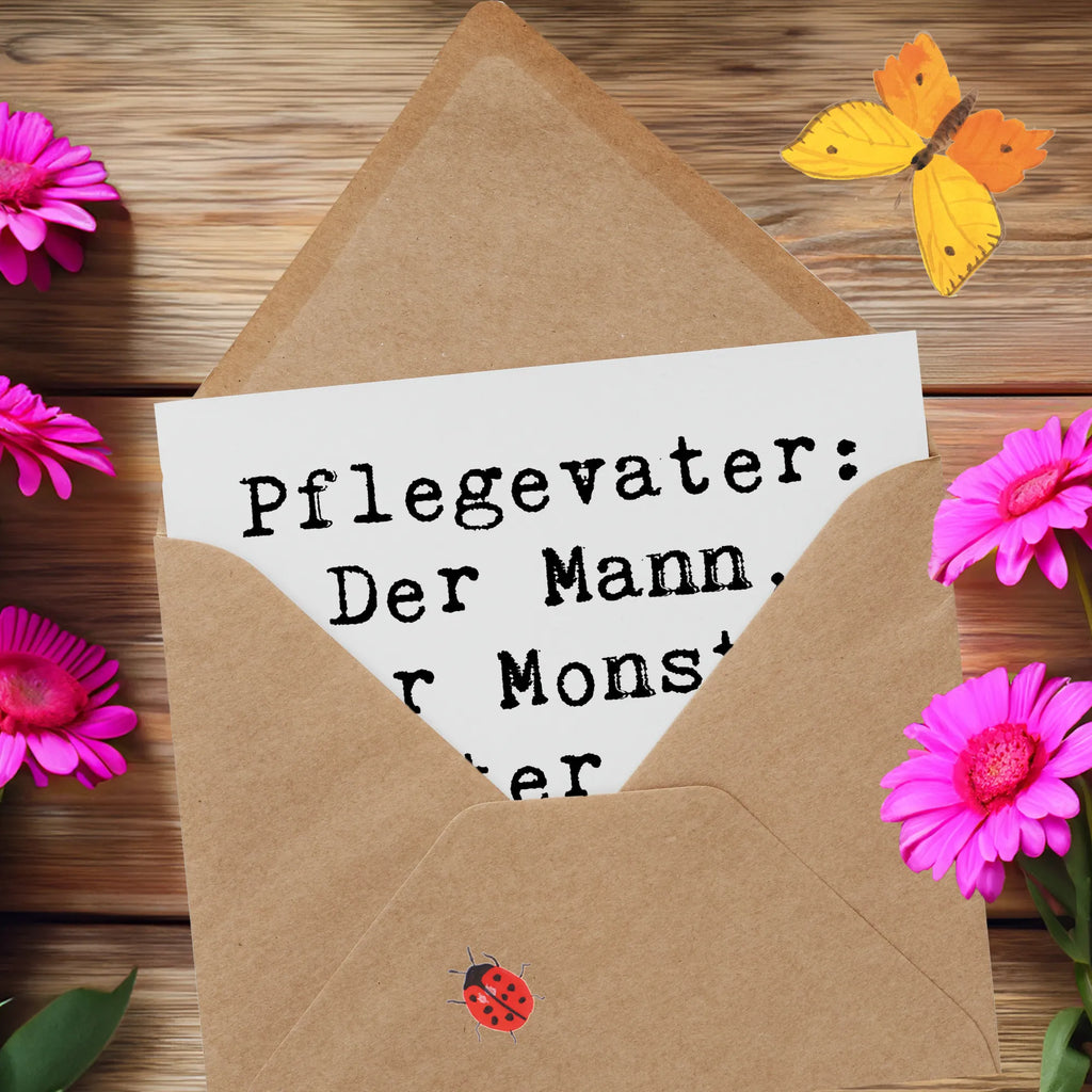 Deluxe Karte Spruch Pflegevater Held Karte, Grußkarte, Klappkarte, Einladungskarte, Glückwunschkarte, Hochzeitskarte, Geburtstagskarte, Hochwertige Grußkarte, Hochwertige Klappkarte, Familie, Vatertag, Muttertag, Bruder, Schwester, Mama, Papa, Oma, Opa