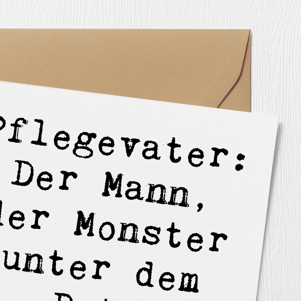 Deluxe Karte Spruch Pflegevater Held Karte, Grußkarte, Klappkarte, Einladungskarte, Glückwunschkarte, Hochzeitskarte, Geburtstagskarte, Hochwertige Grußkarte, Hochwertige Klappkarte, Familie, Vatertag, Muttertag, Bruder, Schwester, Mama, Papa, Oma, Opa