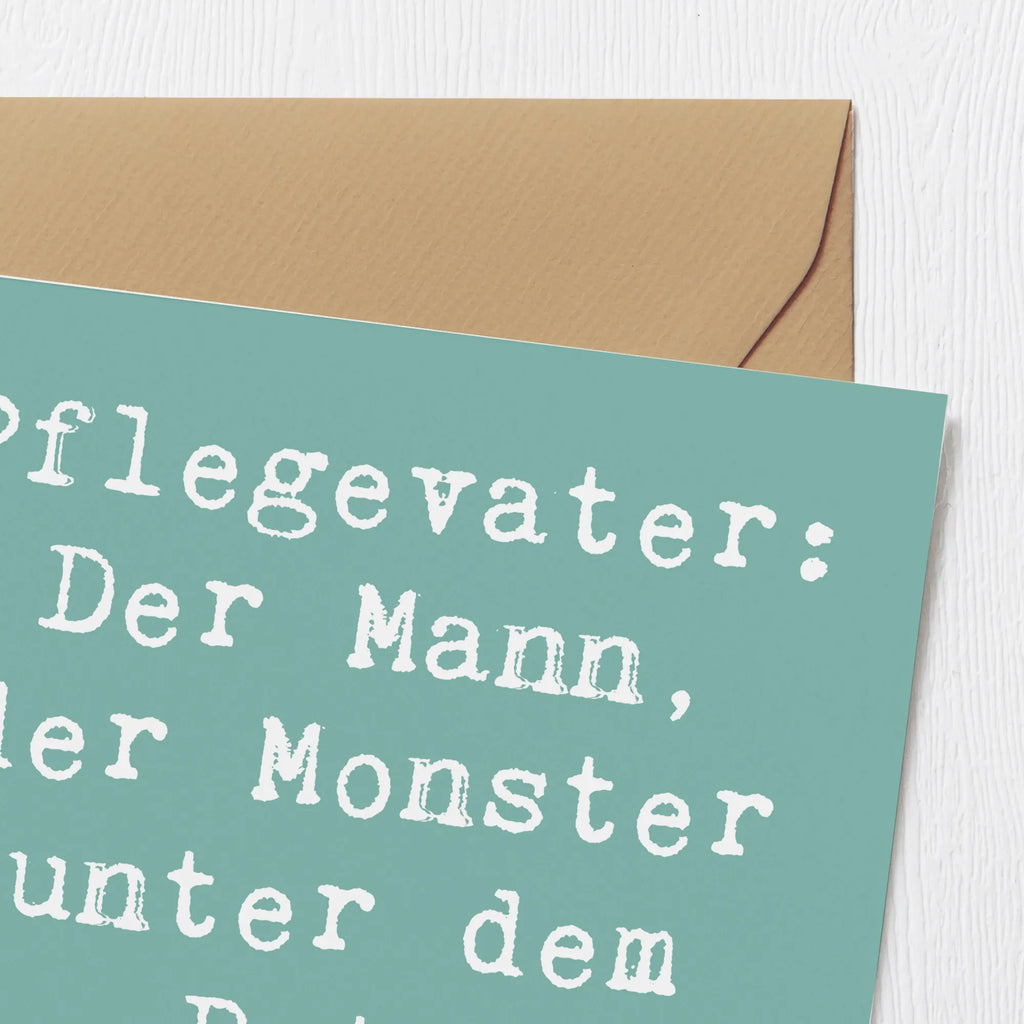 Deluxe Karte Spruch Pflegevater Held Karte, Grußkarte, Klappkarte, Einladungskarte, Glückwunschkarte, Hochzeitskarte, Geburtstagskarte, Hochwertige Grußkarte, Hochwertige Klappkarte, Familie, Vatertag, Muttertag, Bruder, Schwester, Mama, Papa, Oma, Opa