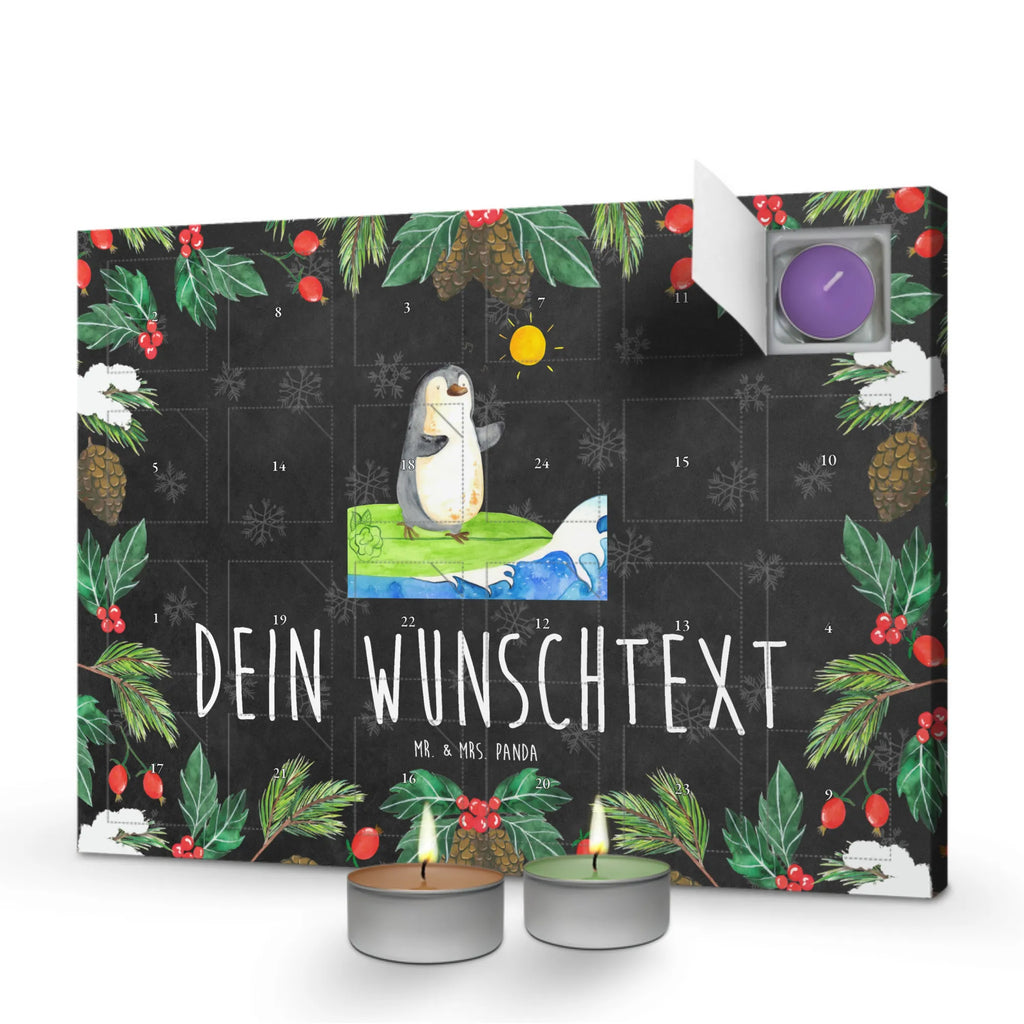 Personalisierter Duftkerzen Adventskalender Pinguin Surfer Personalisierter Duftkerzen Adventskalender, Pinguin, Pinguine, surfen, Surfer, Hawaii, Urlaub, Wellen, Wellen reiten, Portugal