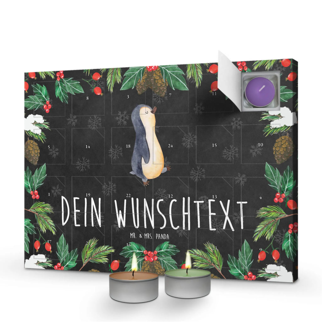 Personalisierter Duftkerzen Adventskalender Pinguin marschieren Personalisierter Duftkerzen Adventskalender, Pinguin, Pinguine, Frühaufsteher, Langschläfer, Bruder, Schwester, Familie