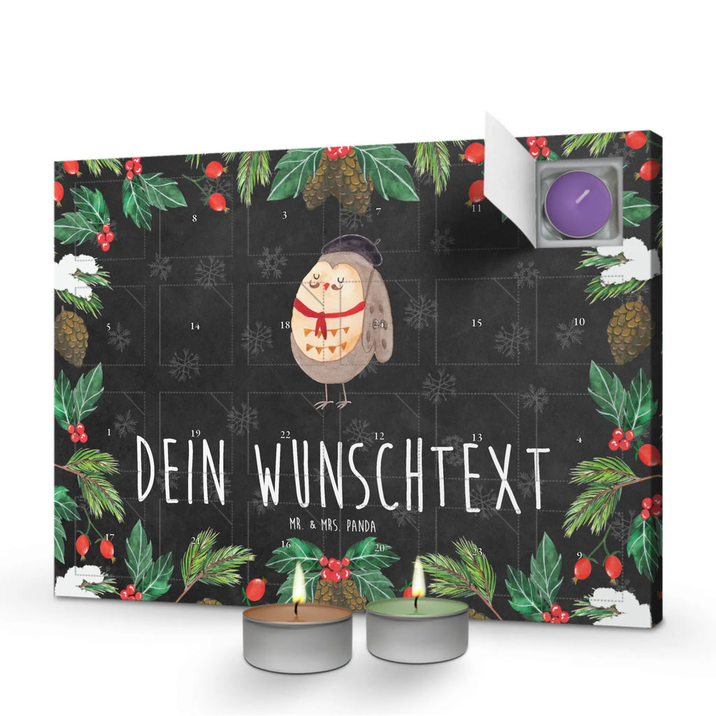 Personalisierter Duftkerzen Adventskalender Eule Frankreich Personalisierter Duftkerzen Adventskalender, Eule, Eulen, Eule Deko, Owl, hibou, La vie est belle, das Leben ist schön, Spruch schön, Spruch Französisch, Frankreich