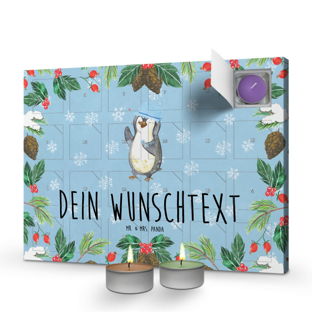 Personalisierter Duftkerzen Adventskalender Pinguin Duschen Personalisierter Duftkerzen Adventskalender, Pinguin, Pinguine, Dusche, duschen, Lebensmotto, Motivation, Neustart, Neuanfang, glücklich sein