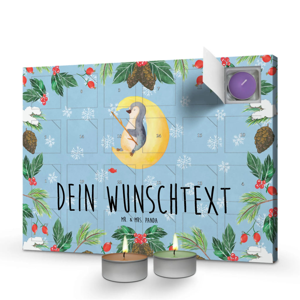 Personalisierter Duftkerzen Adventskalender Pinguin Mond Personalisierter Duftkerzen Adventskalender, Pinguin, Pinguine, Spruch, schlafen, Nachtruhe, Einschlafen, Schlafzimmer, Schlafstörungen, Gästezimmer