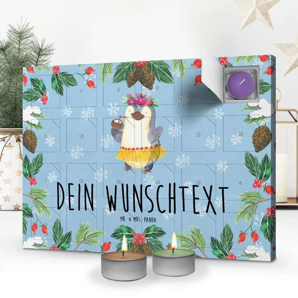 Personalisierter Duftkerzen Adventskalender Pinguin Kokosnuss Personalisierter Duftkerzen Adventskalender, Pinguin, Aloha, Hawaii, Urlaub, Kokosnuss, Pinguine