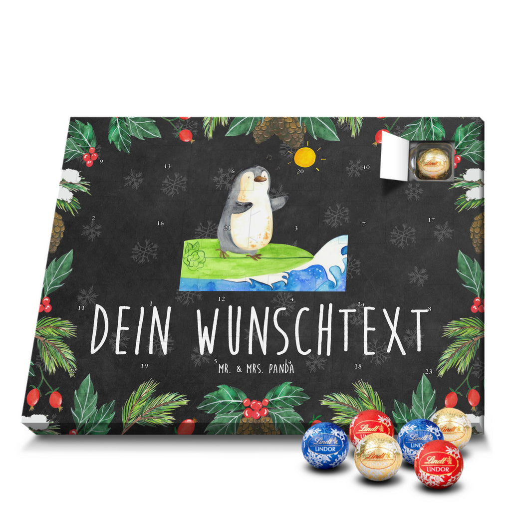 Personalisierter Kugel Markenschokolade Adventskalender Pinguin Surfer Personalisierter Kugel Markenschokolade Adventskalender, Pinguin, Pinguine, surfen, Surfer, Hawaii, Urlaub, Wellen, Wellen reiten, Portugal