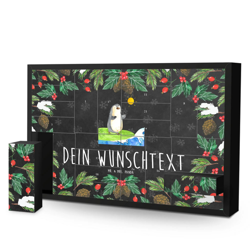 Personalisierter Befüllbarer Adventskalender Pinguin Surfer Befüllbarer Adventskalender, Adventskalender zum selbst befüllen, Pinguin, Pinguine, surfen, Surfer, Hawaii, Urlaub, Wellen, Wellen reiten, Portugal