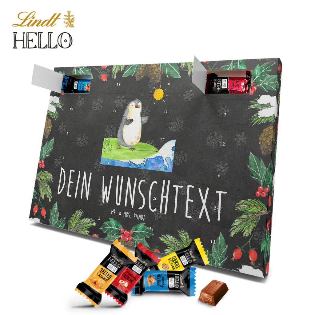 Personalisierter Markenschokolade Adventskalender Pinguin Surfer Personalisierter Adventskalender, Pinguin, Pinguine, surfen, Surfer, Hawaii, Urlaub, Wellen, Wellen reiten, Portugal