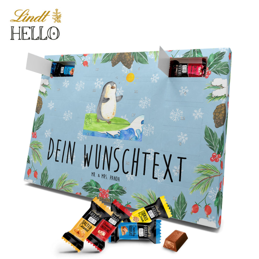 Personalisierter Markenschokolade Adventskalender Pinguin Surfer Personalisierter Adventskalender, Pinguin, Pinguine, surfen, Surfer, Hawaii, Urlaub, Wellen, Wellen reiten, Portugal