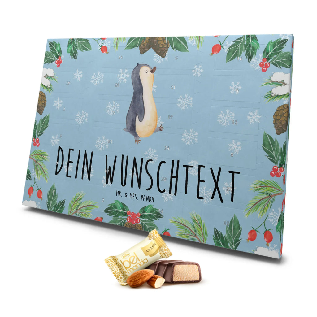 Personalisierter Marzipan Adventskalender Pinguin marschieren Personalisierter Marzipan Adventskalender, Pinguin, Pinguine, Frühaufsteher, Langschläfer, Bruder, Schwester, Familie