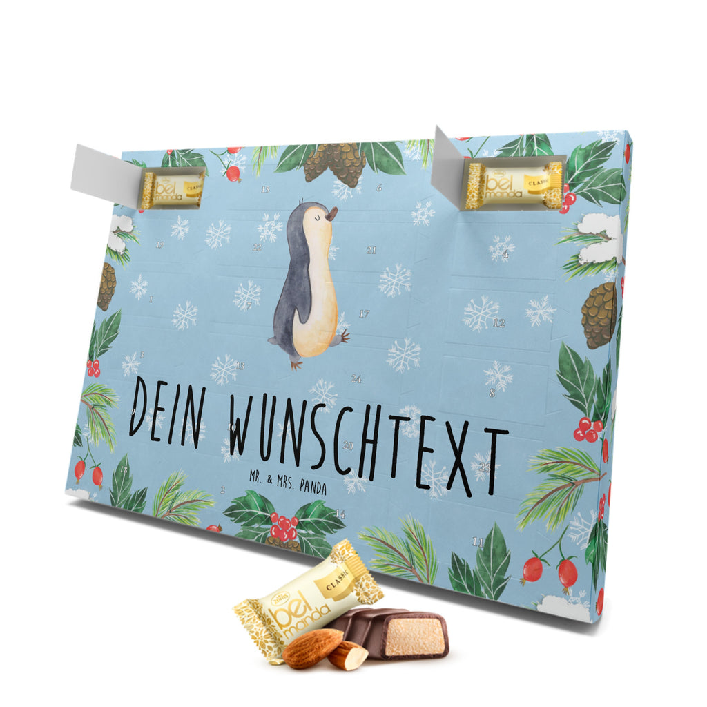 Personalisierter Marzipan Adventskalender Pinguin marschieren Personalisierter Marzipan Adventskalender, Pinguin, Pinguine, Frühaufsteher, Langschläfer, Bruder, Schwester, Familie