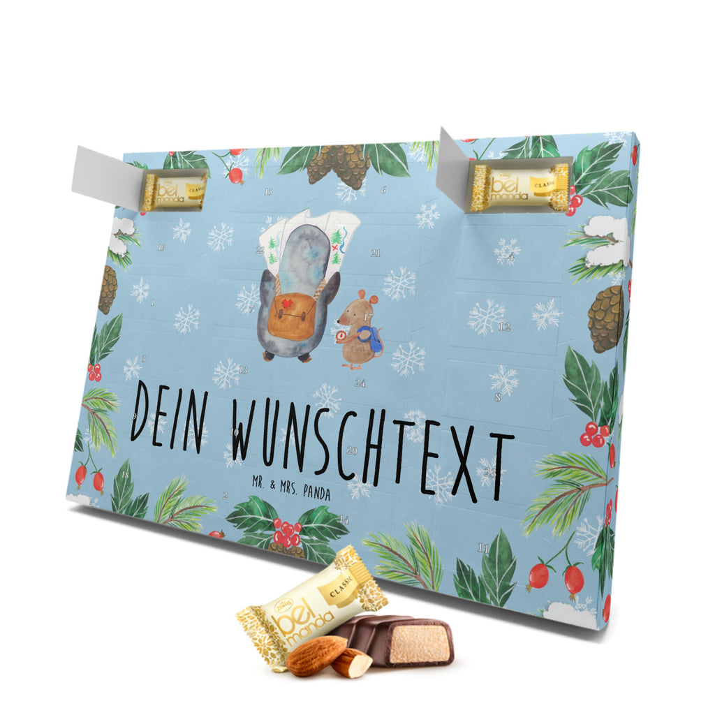 Personalisierter Marzipan Adventskalender Pinguin & Maus Wanderer Personalisierter Marzipan Adventskalender, Pinguin, Pinguine, Abenteurer, Abenteuer, Roadtrip, Ausflug, Wanderlust, wandern