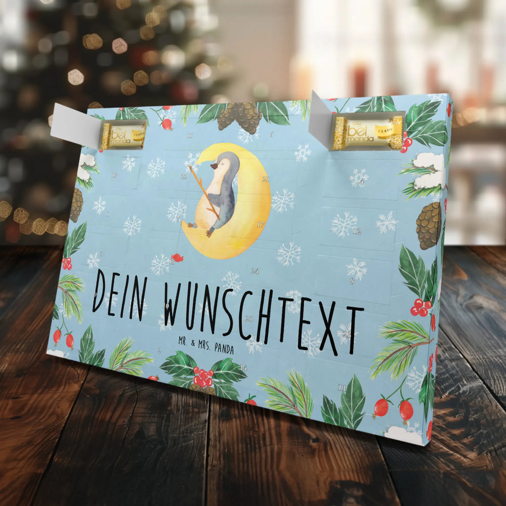 Personalisierter Marzipan Adventskalender Pinguin Mond Personalisierter Marzipan Adventskalender, Pinguin, Pinguine, Spruch, schlafen, Nachtruhe, Einschlafen, Schlafzimmer, Schlafstörungen, Gästezimmer