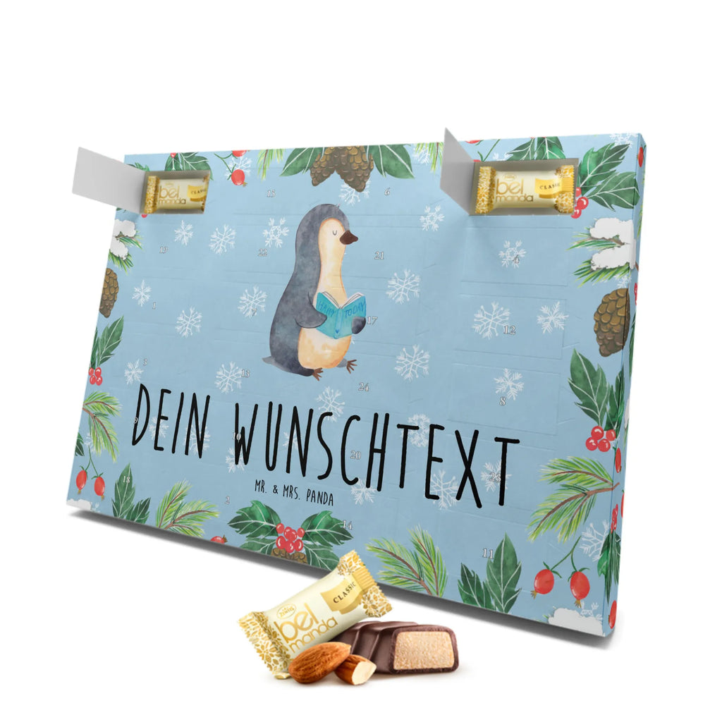 Personalisierter Marzipan Adventskalender Pinguin Buch Personalisierter Marzipan Adventskalender, Pinguin, Pinguine, Buch, Lesen, Bücherwurm, Nichtstun, Faulenzen, Ferien, Urlaub, Freizeit