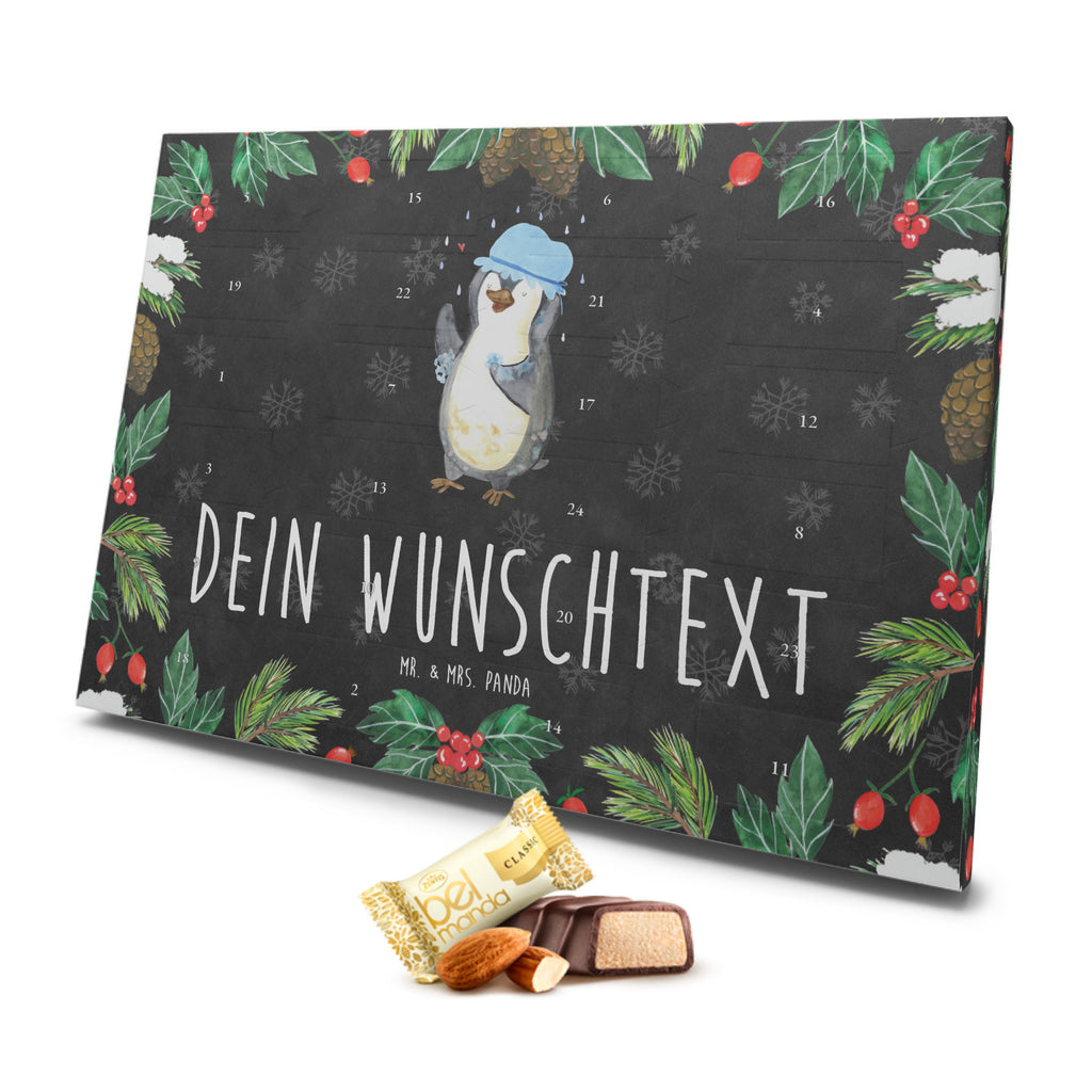 Personalisierter Marzipan Adventskalender Pinguin Duschen Personalisierter Marzipan Adventskalender, Pinguin, Pinguine, Dusche, duschen, Lebensmotto, Motivation, Neustart, Neuanfang, glücklich sein