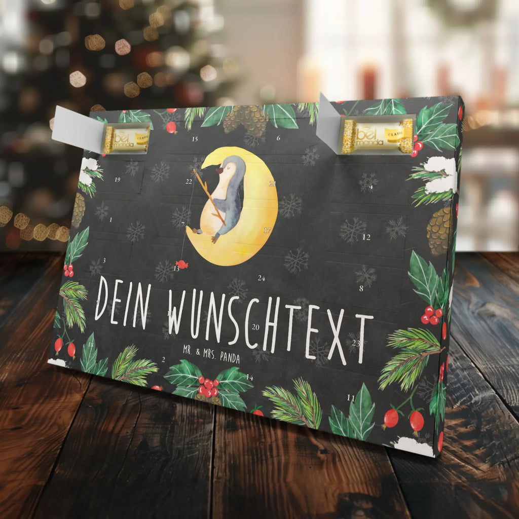 Personalisierter Marzipan Adventskalender Pinguin Mond Personalisierter Marzipan Adventskalender, Pinguin, Pinguine, Spruch, schlafen, Nachtruhe, Einschlafen, Schlafzimmer, Schlafstörungen, Gästezimmer