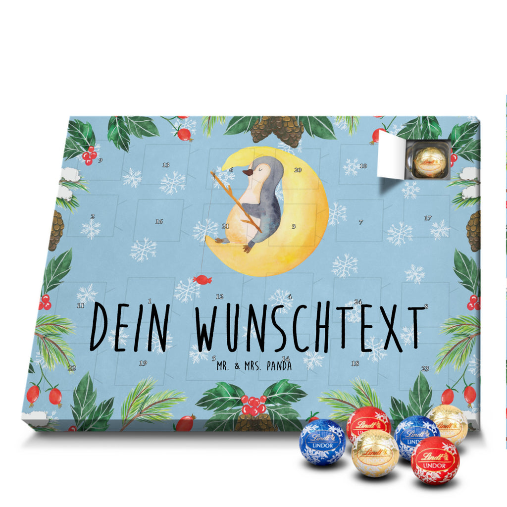 Personalisierter Kugel Markenschokolade Adventskalender Pinguin Mond Personalisierter Kugel Markenschokolade Adventskalender, Pinguin, Pinguine, Spruch, schlafen, Nachtruhe, Einschlafen, Schlafzimmer, Schlafstörungen, Gästezimmer