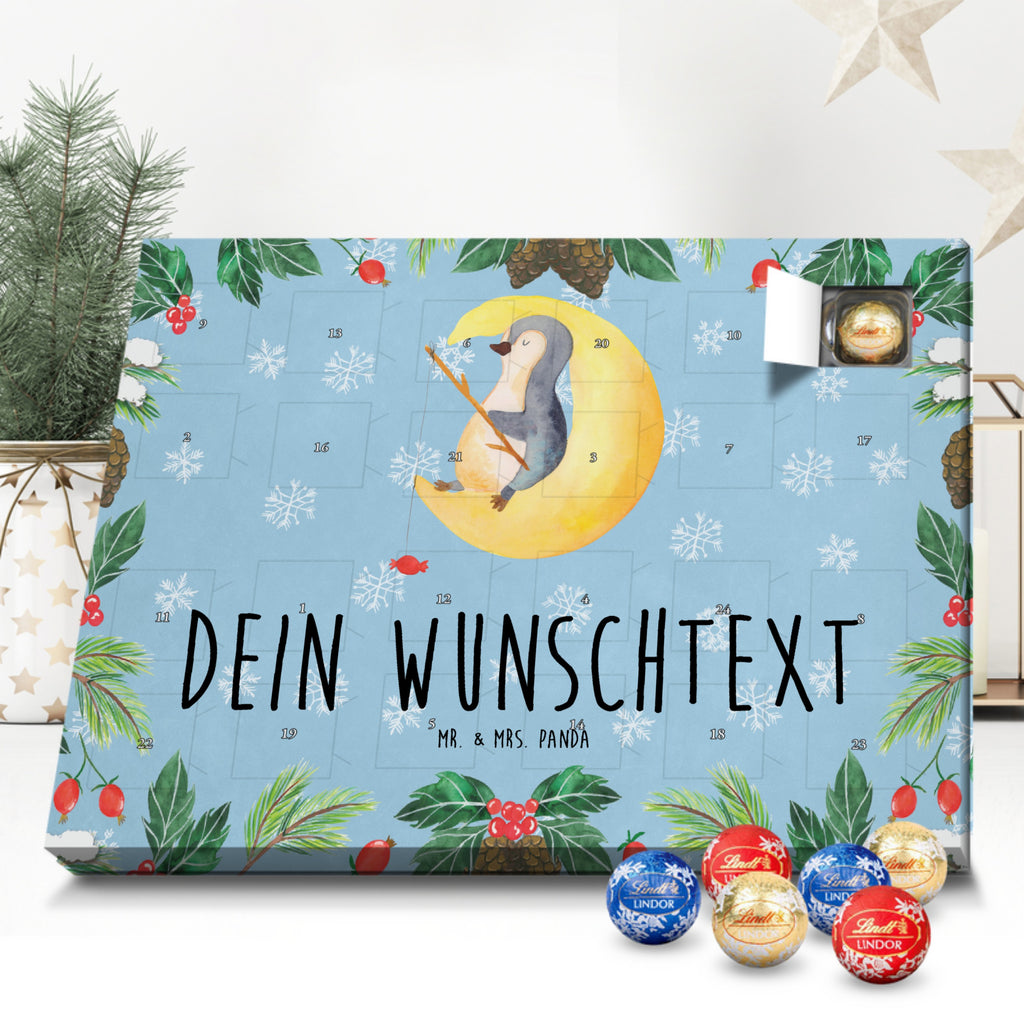 Personalisierter Kugel Markenschokolade Adventskalender Pinguin Mond Personalisierter Kugel Markenschokolade Adventskalender, Pinguin, Pinguine, Spruch, schlafen, Nachtruhe, Einschlafen, Schlafzimmer, Schlafstörungen, Gästezimmer