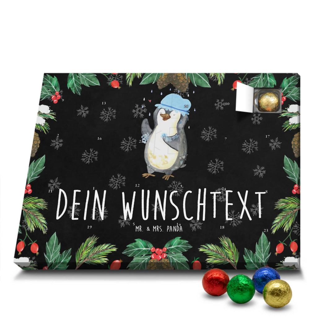 Personalisierter Schoko Adventskalender Pinguin Duschen Personalisierter Adventskalender, Adventskalender mit Namen, Pinguin, Pinguine, Dusche, duschen, Lebensmotto, Motivation, Neustart, Neuanfang, glücklich sein