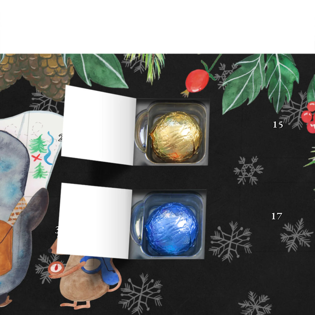 Personalisierter Schoko Adventskalender Pinguin & Maus Wanderer Personalisierter Adventskalender, Adventskalender mit Namen, Pinguin, Pinguine, Abenteurer, Abenteuer, Roadtrip, Ausflug, Wanderlust, wandern