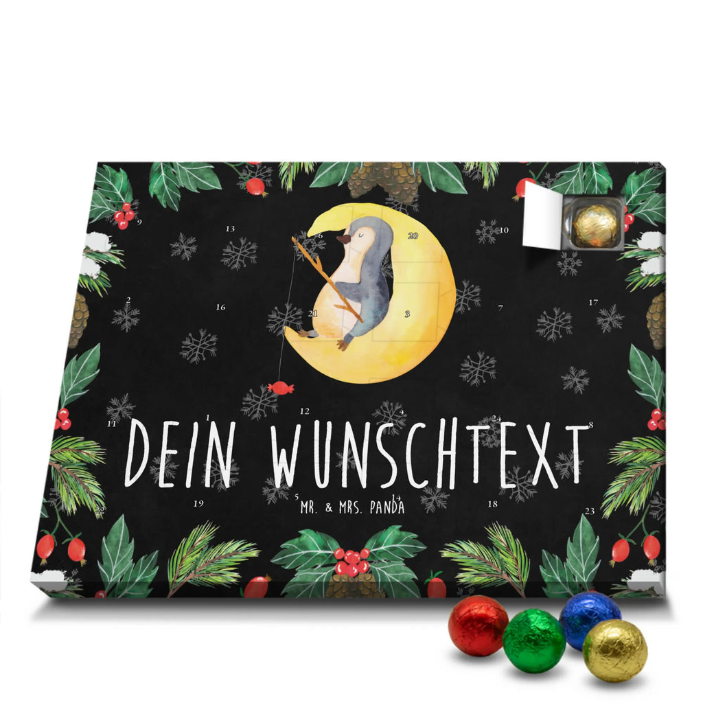 Personalisierter Schoko Adventskalender Pinguin Mond Personalisierter Adventskalender, Adventskalender mit Namen, Pinguin, Pinguine, Spruch, schlafen, Nachtruhe, Einschlafen, Schlafzimmer, Schlafstörungen, Gästezimmer