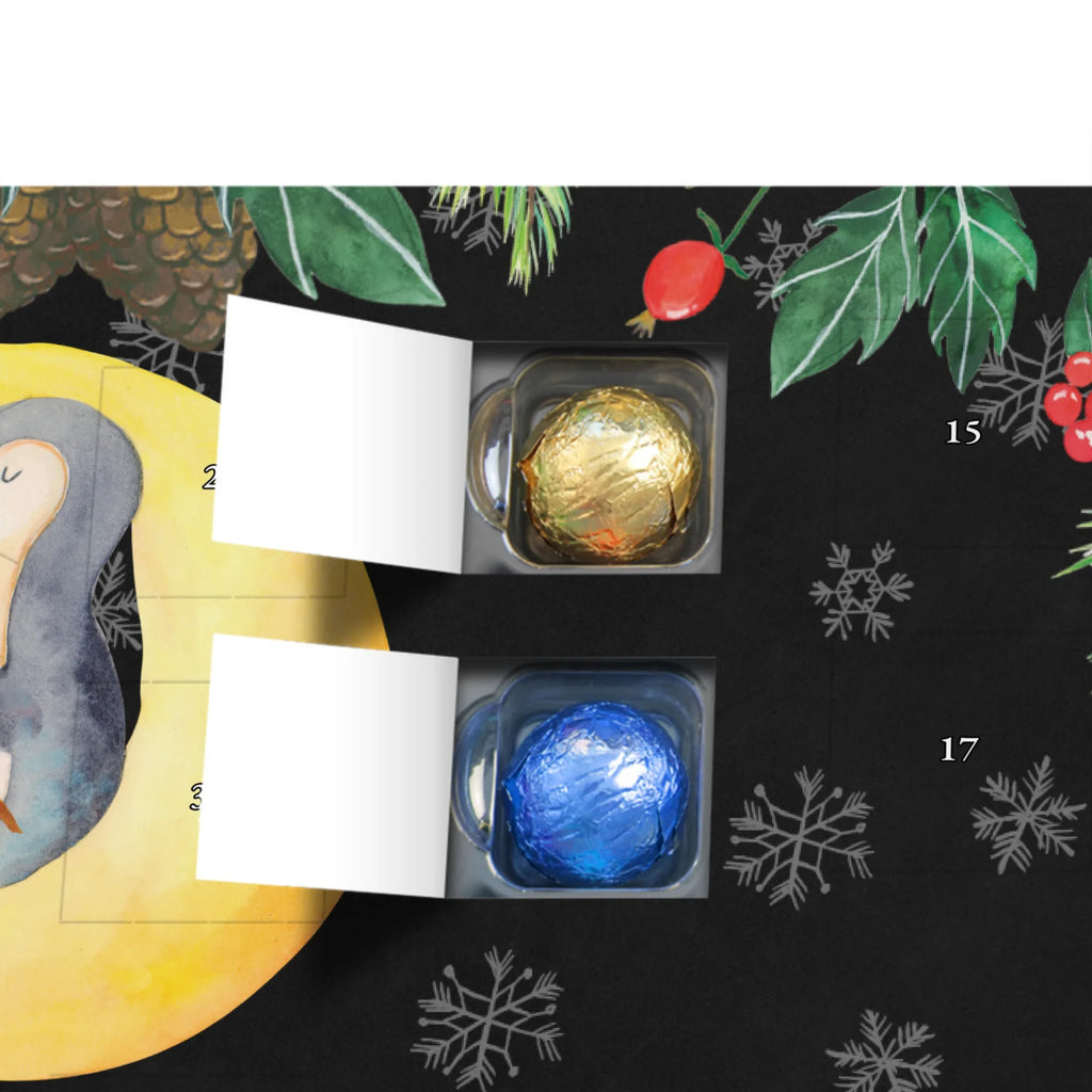 Personalisierter Schoko Adventskalender Pinguin Mond Personalisierter Adventskalender, Adventskalender mit Namen, Pinguin, Pinguine, Spruch, schlafen, Nachtruhe, Einschlafen, Schlafzimmer, Schlafstörungen, Gästezimmer