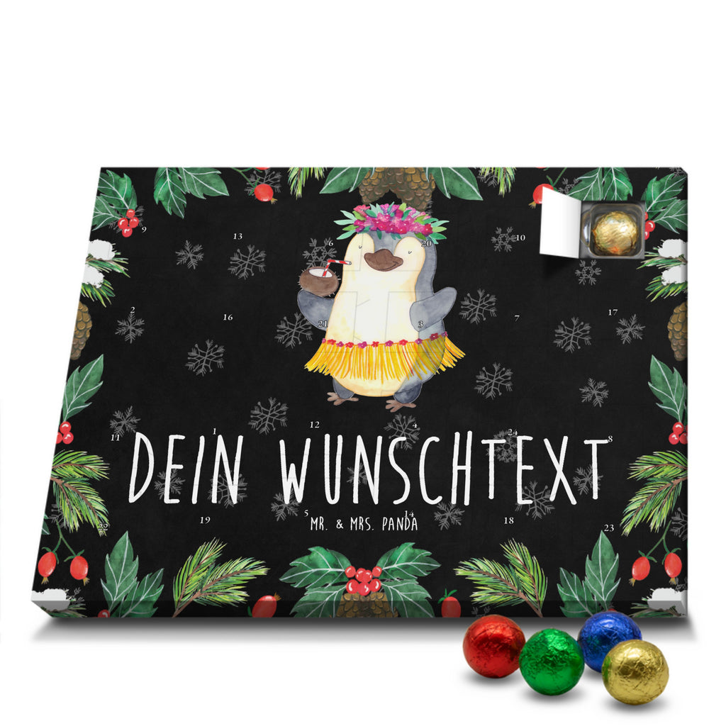 Personalisierter Schoko Adventskalender Pinguin Kokosnuss Personalisierter Adventskalender, Adventskalender mit Namen, Pinguin, Aloha, Hawaii, Urlaub, Kokosnuss, Pinguine